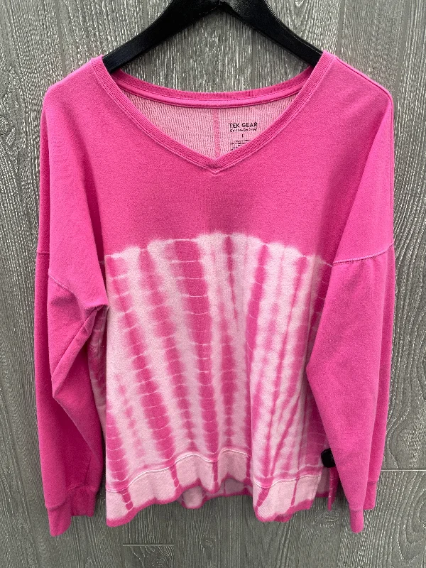 Trendy Comfort Athletic Top Long Sleeve Crewneck By Tek Gear In Pink, Size: L