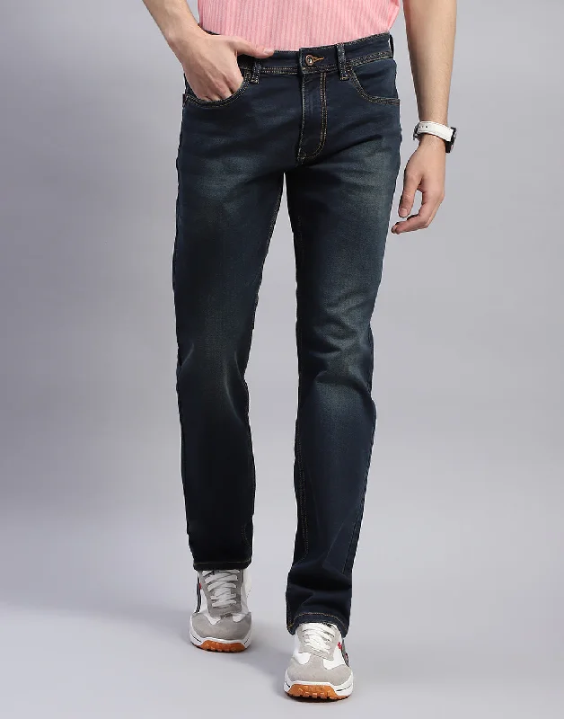 Men Blue Light Wash Straight Fit Denim