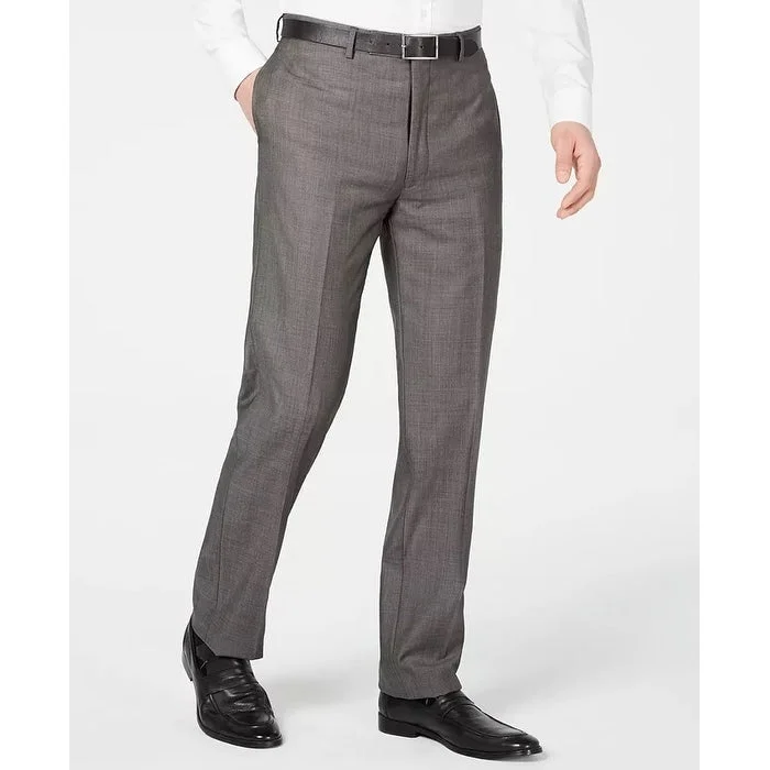 Casual Essentials Calvin Klein Men's X Slim-Fit Stretch Charcoal Mini Grid Suit Pants Charcoal Size 44X32 Casual Essentials Calvin Klein Men's X Slim-Fit Stretch Charcoal Mini Grid Suit Pants Charcoal Size 44X32