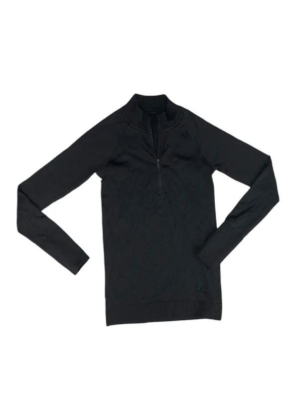 Athletic Top Long Sleeve Collar By Lululemon In Black, Size: M