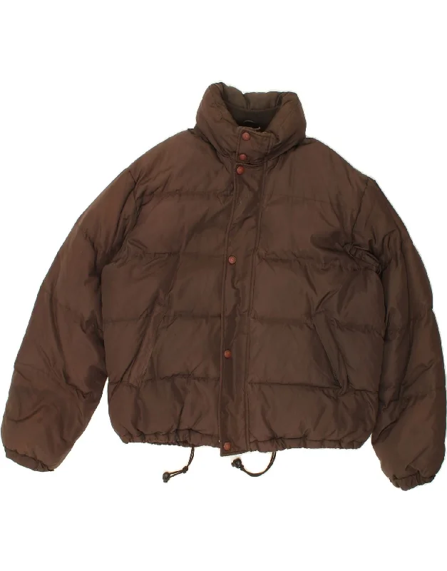 Trendy Comfort ARMANI JEANS Mens Hooded Padded Jacket UK 40 Large Brown Polyamide