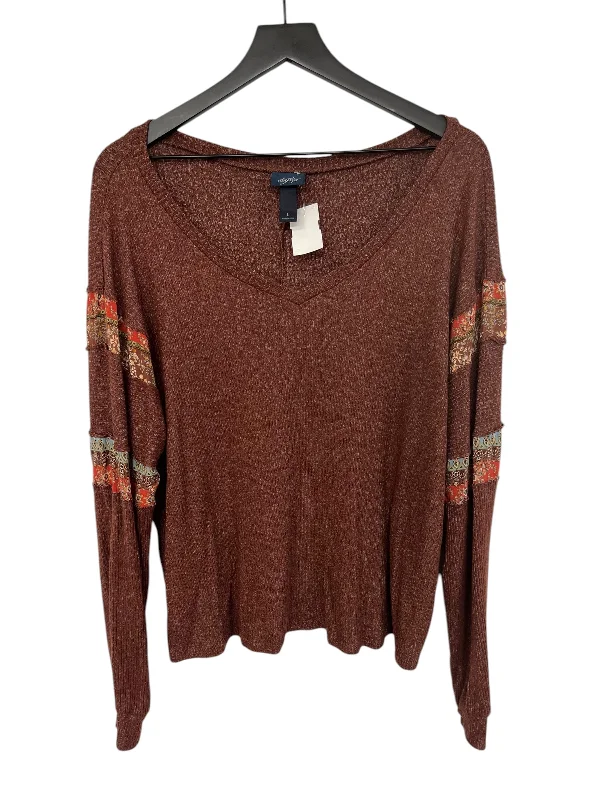 Functional Wear Top Long Sleeve By Daytrip In Brown, Size: L