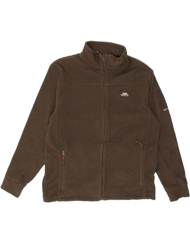 Simple Outfits TRESPASS Mens Graphic Fleece Jacket UK 40 Large Khaki Polyester