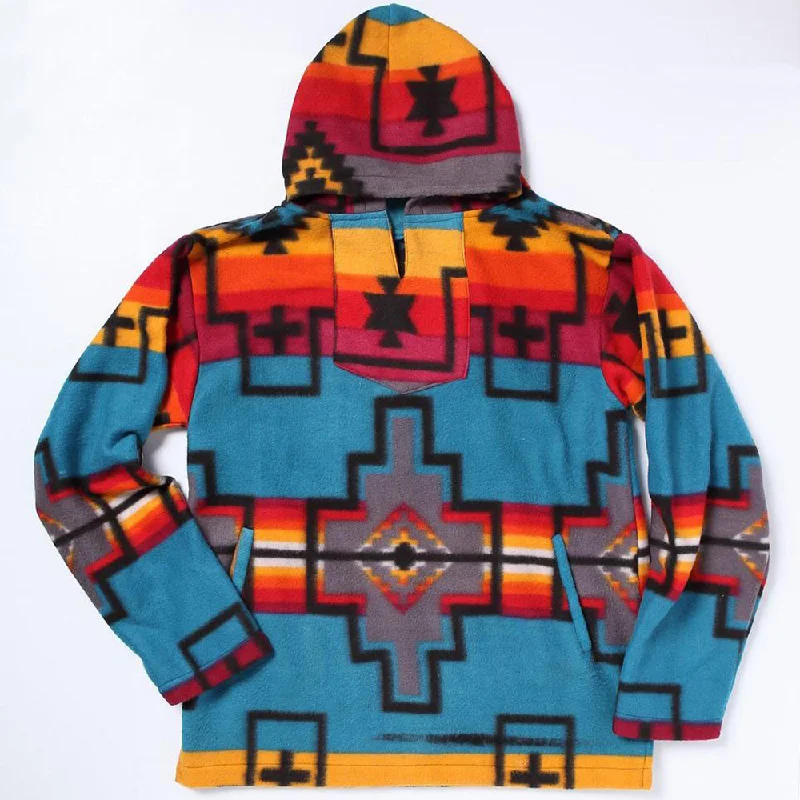 Streetwear Look El Paso Women's Turquoise Aztec Fleece Pullover Hoodie