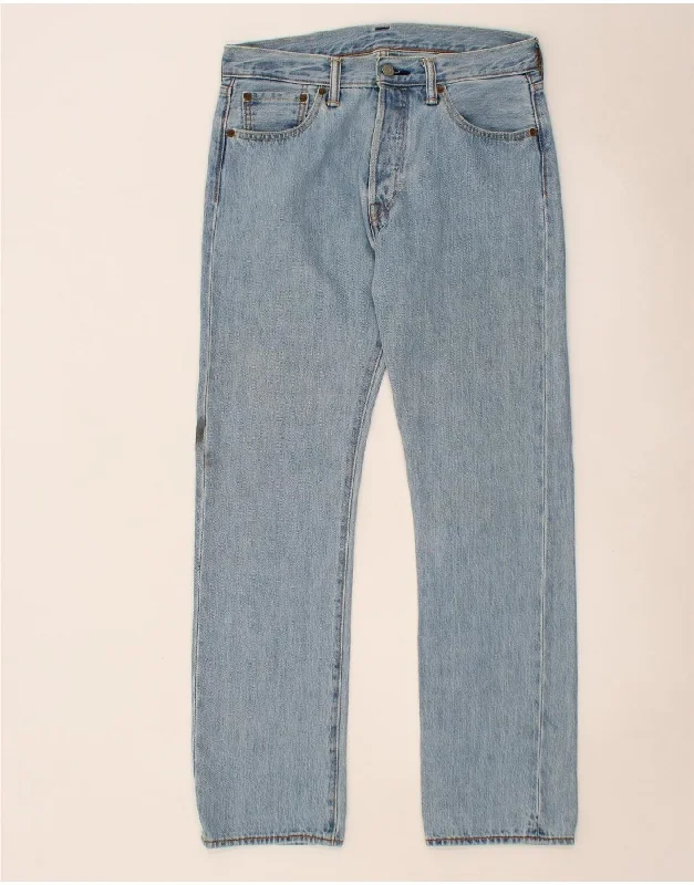 Comfortable Style LEVI'S Mens 501 Straight Jeans W30 L30 Blue Cotton