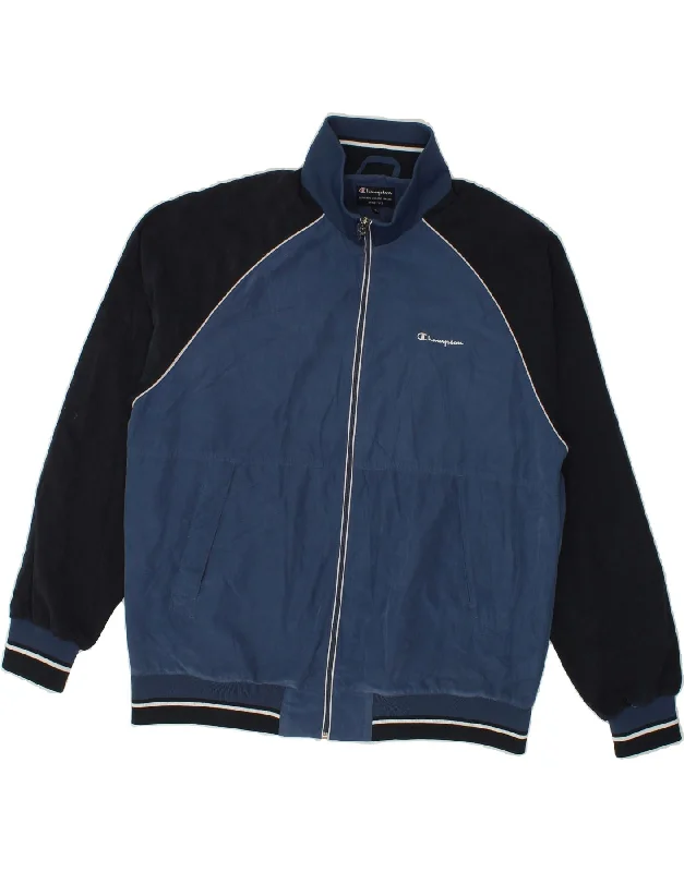 Timeless Style CHAMPION Mens Bomber Jacket UK 42 XL Blue Colourblock Polyester