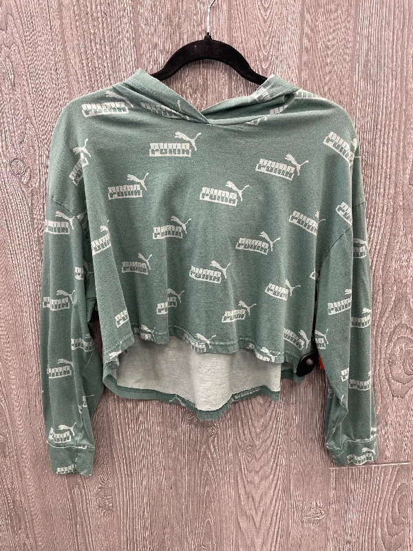 Classic Jackets Athletic Top Long Sleeve Hoodie By Puma In Green, Size: L