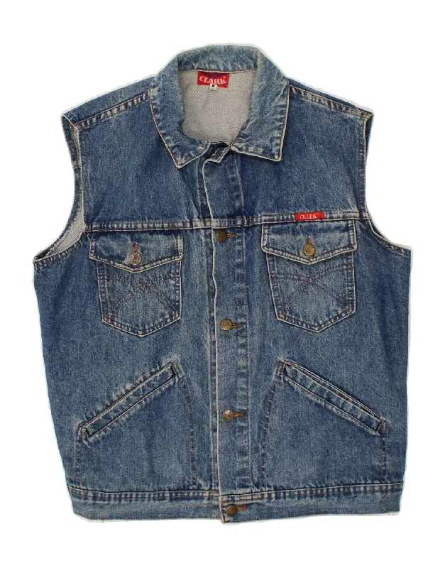 VINTAGE Mens Denim Gilet UK 38 Medium Blue