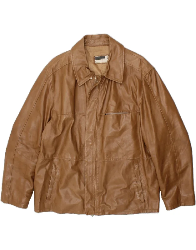 Smart Casual Wear VINTAGE Mens Leather Jacket UK 42 XL Brown Leather
