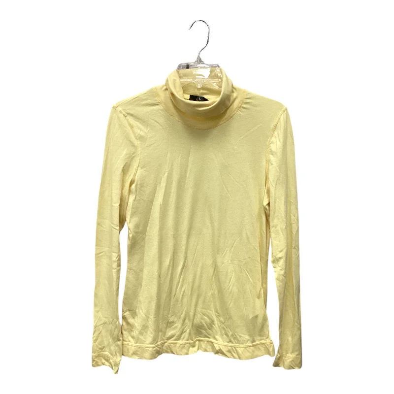 Relaxed Fit Athletic Top Long Sleeve Collar By Athleta In Yellow, Size: L