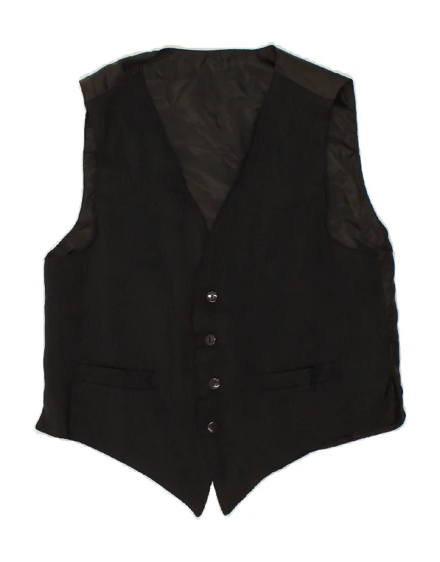 Smart Casual Wear VINTAGE Mens Waistcoat Medium Black Polyester