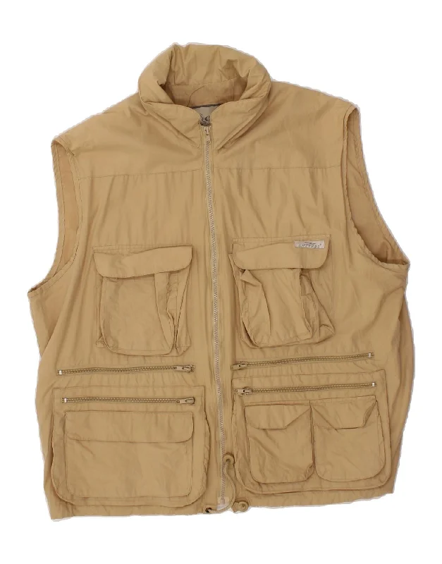 UNIVERS Mens Utility Gilet IT 54 2XL Beige Cotton