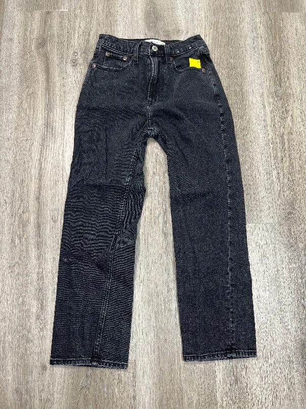 Relaxed Wardrobe Jeans Straight By Abercrombie And Fitch In Black Denim, Size: 0