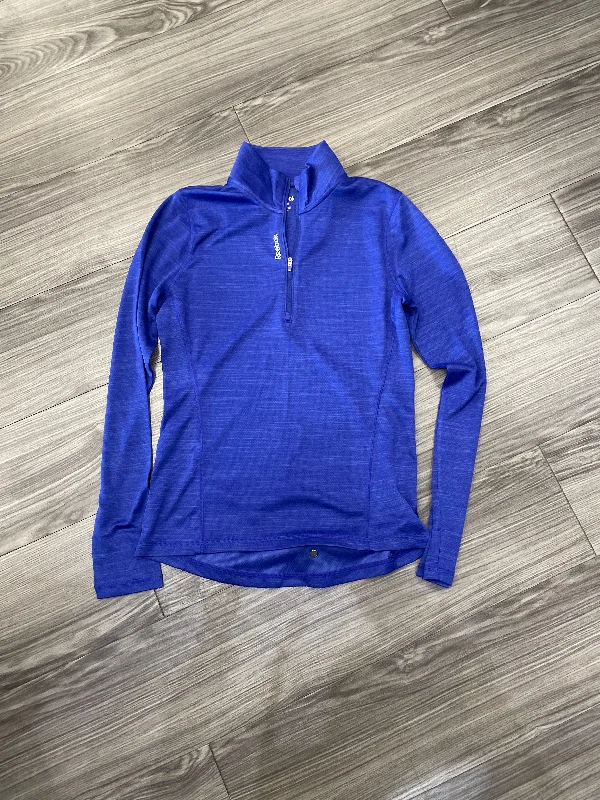 Sporty Wardrobe Athletic Top Long Sleeve Collar By Reebok In Purple, Size: S