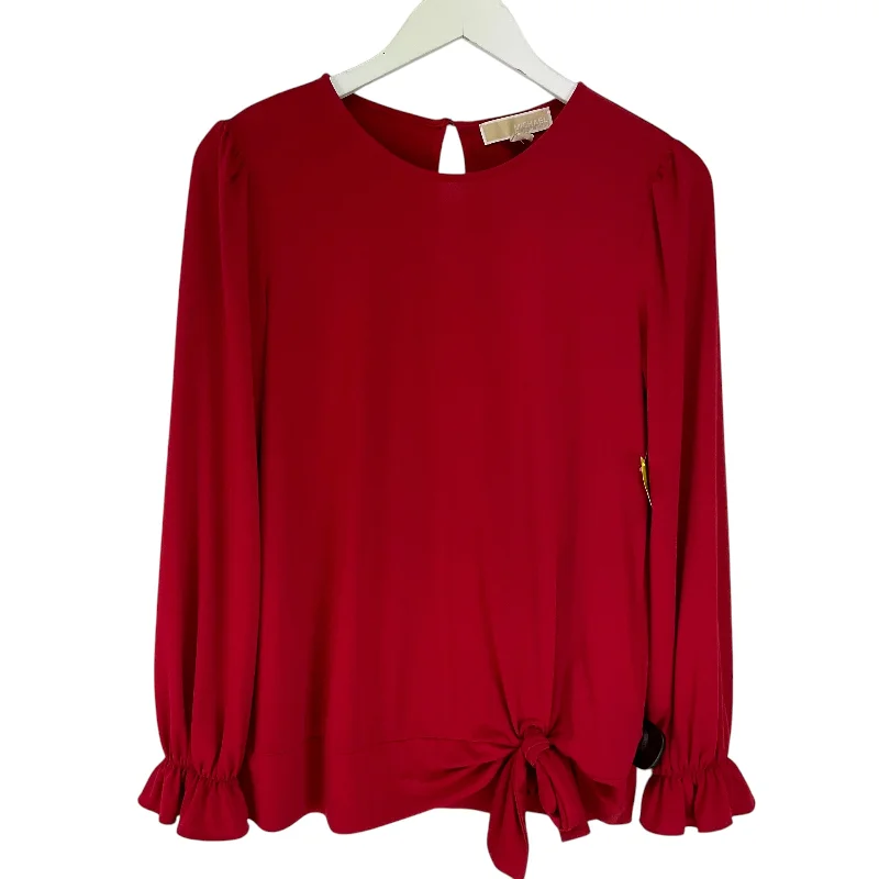 Stylish Looks Top Long Sleeve By Michael Kors In Red, Size: M