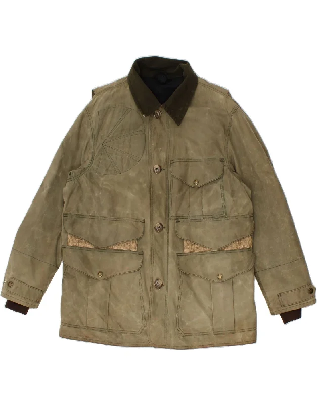 CLINTON CLORANEER FILSON Mens Utility Jacket UK 42 XL Khaki Cotton