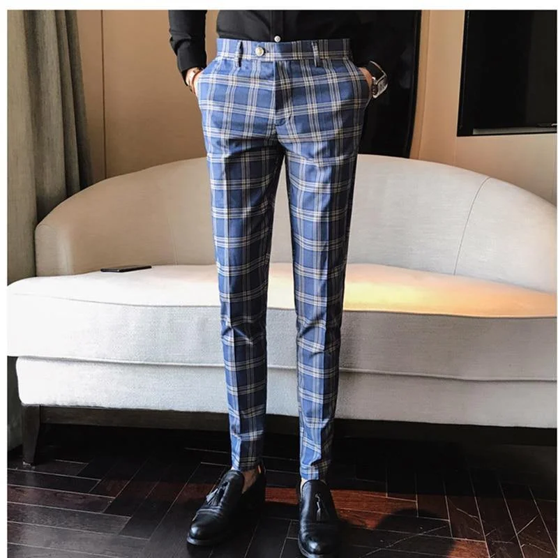 Cool Comfort ZACK Men's Slim Fit Formal Plaid Pants