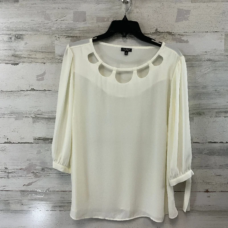 Top 3/4 Sleeve By Talbots In Cream, Size: 1x