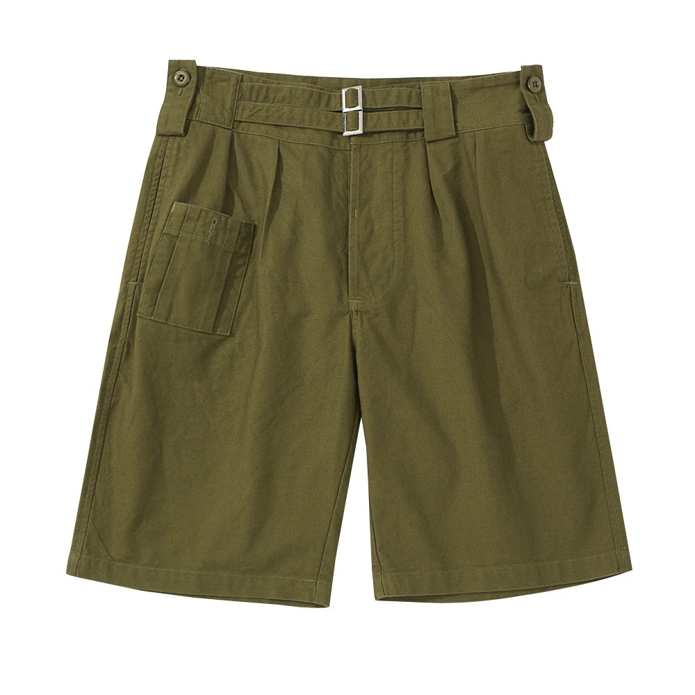 Minimalist Style Vintage Gurkha Shorts Men's Safari Style Retro Knee-length Shorts