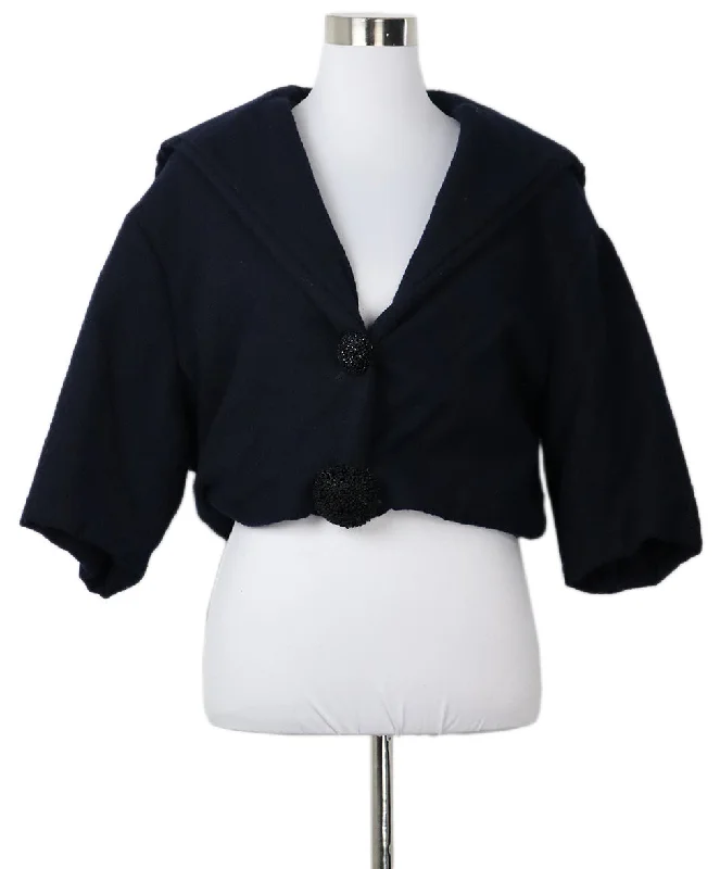 Lanvin Navy Wool Beaded Jacket sz 6