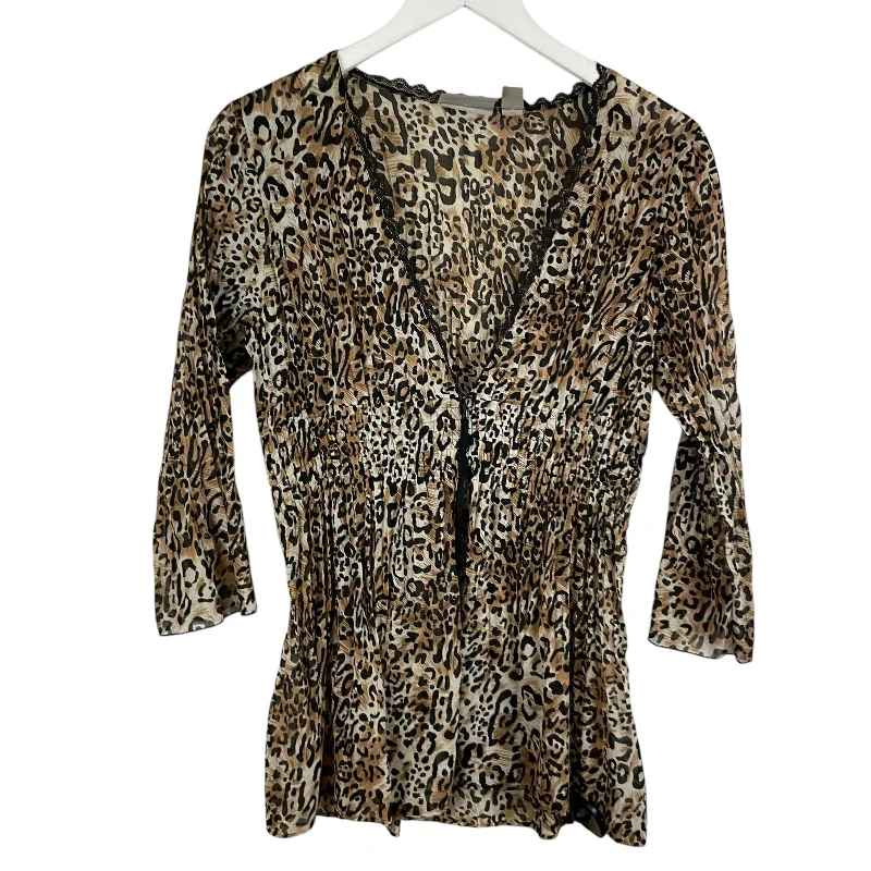 Cozy Apparel Top Long Sleeve By Kim Rogers In Animal Print, Size: M