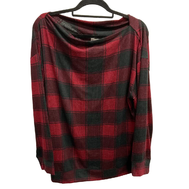 Essential Wardrobe Top Long Sleeve By Maurices In Black & Red, Size: 1x