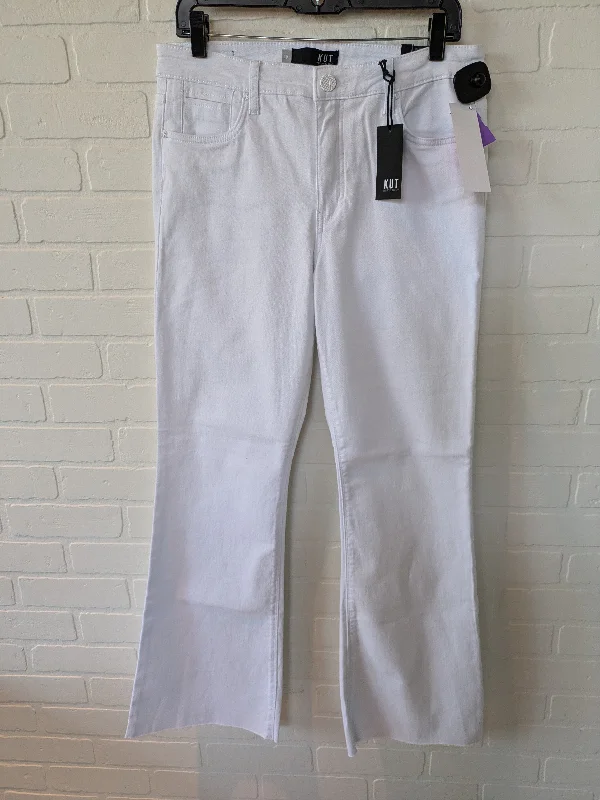 Soft T-Shirts White Denim Jeans Flared Kut, Size 10