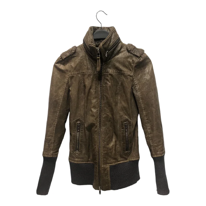 Classic Jackets MACKAGE/Leather Jkt/S/Leather/BRW/Brown Aged Zip up Leather