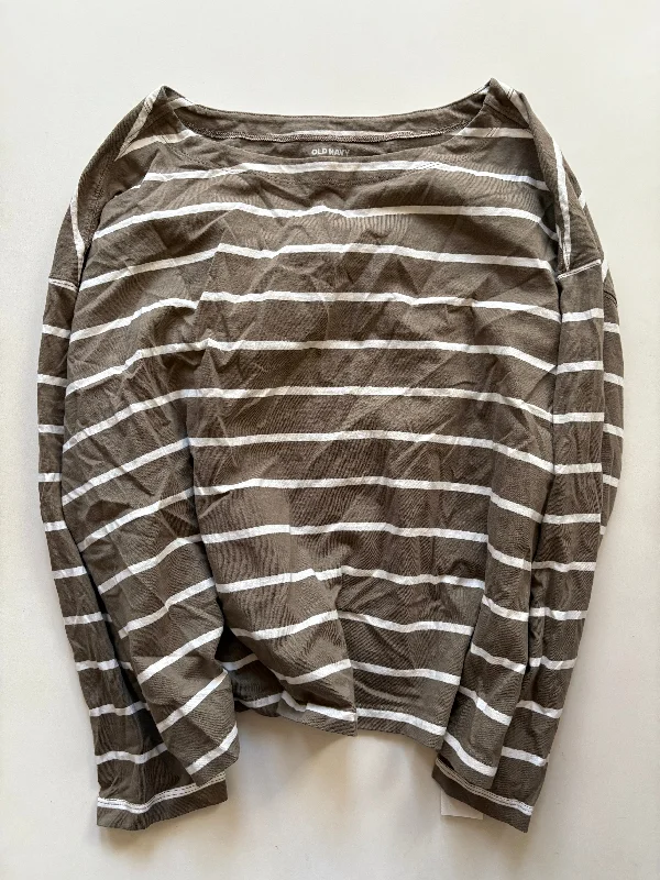 Relaxed Denim Top Long Sleeve By Old Navy In Striped Pattern, Size: 2x
