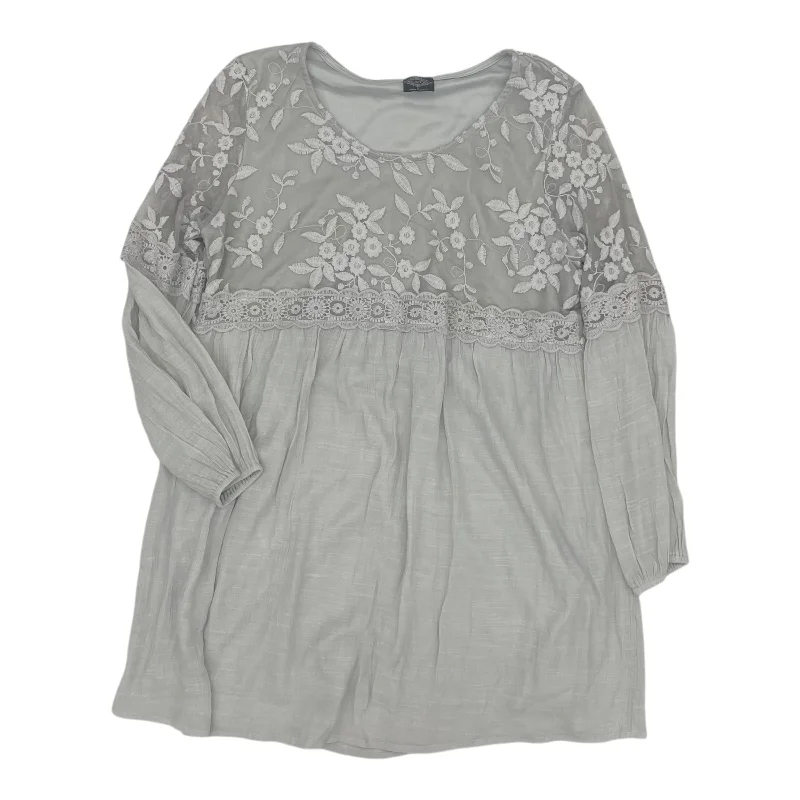 Casual Knitwear Top Ls By Cal Style In Grey, Size:L