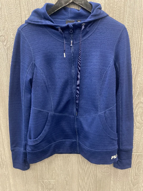 Smart Wear Athletic Top Long Sleeve Hoodie By Fila In Blue, Size: M