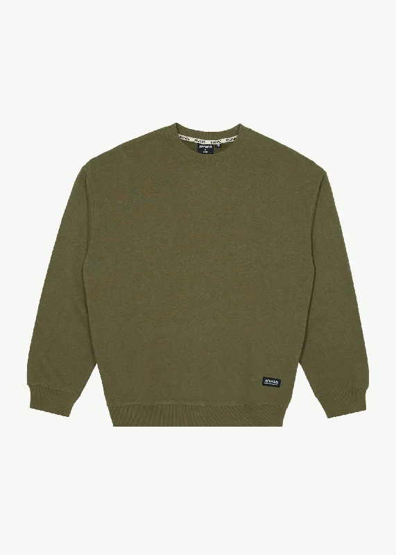 Smart Casual Wear AFENDS Mens Indica - Crew Neck Jumper - Military