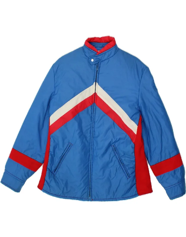 Relaxed Pants VINTAGE Mens Windbreaker Jacket IT 50 Large Blue Colourblock Polyamide Relaxed Pants VINTAGE Mens Windbreaker Jacket IT 50 Large Blue Colourblock Polyamide