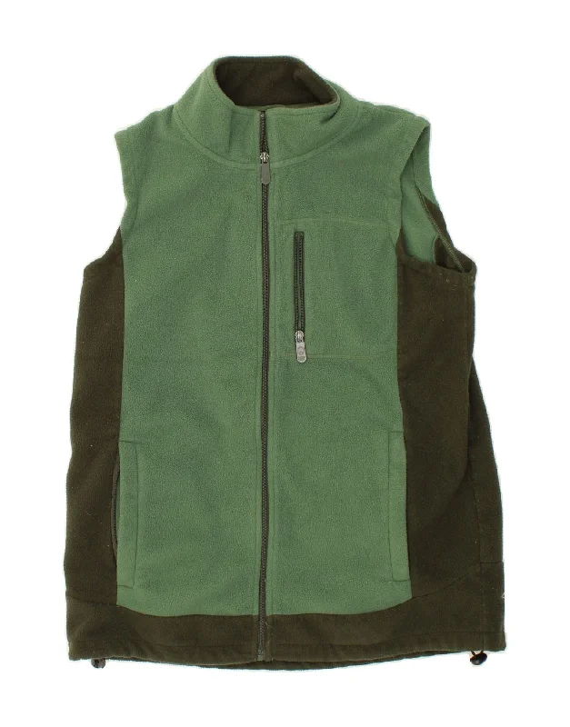 COTTON TRADERS Mens Fleece Gilet UK 38 Medium Green Colourblock Polyester