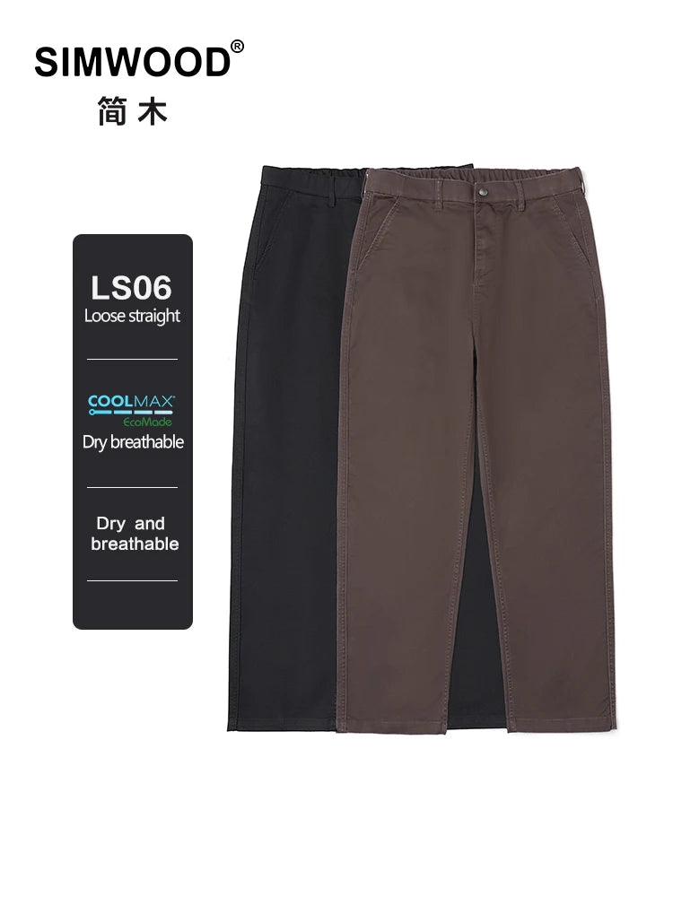 Casual Chic Loose Straight Wide Length Pants Men Coolmax Quick Dry Ankle-length Trousers