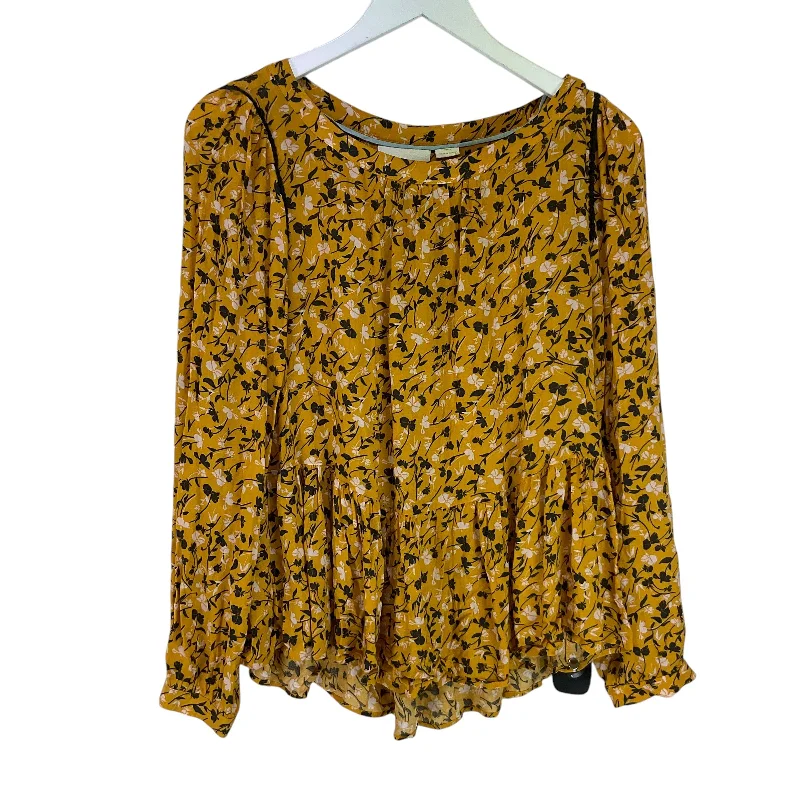Cozy Sweatshirts Top Long Sleeve By Maeve In Yellow, Size: S