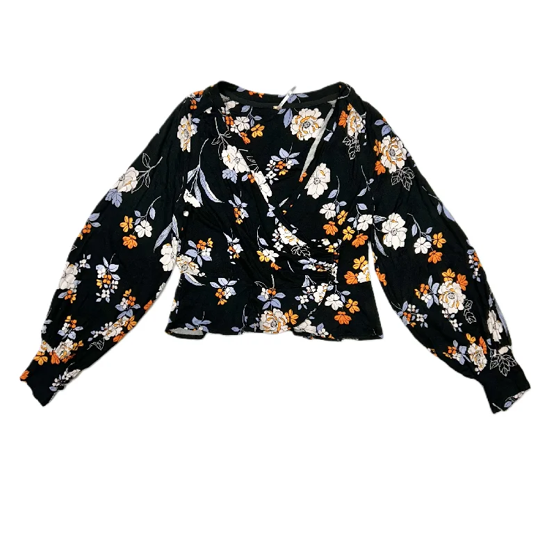 Relaxed Looks Top Long Sleeve By Free People In Floral Print, Size: L
