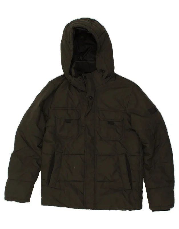 JACK & JONES Mens Hooded Padded Jacket UK 36 Small Khaki