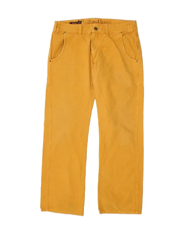 MARLBORO CLASSICS Mens Straight Jeans W36 L34 Yellow Cotton