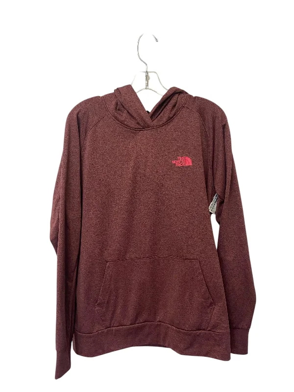 Athletic Top Long Sleeve Hoodie By The North Face In Maroon, Size: L