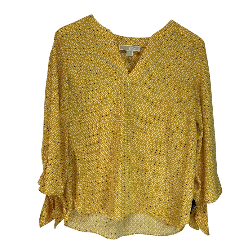 Sports Pants Top Long Sleeve By Michael By Michael Kors In Yellow, Size: M