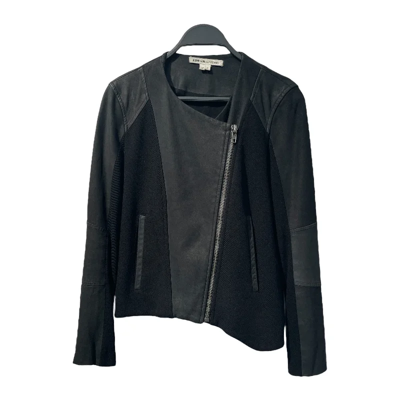 Helmut Lang/Leather Jkt/S/Leather/BLK/INTERMIX / DIAGONAL ZIPPER