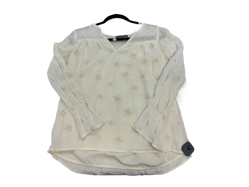 Sporty Look Top Long Sleeve By Michael Stars In Cream, Size: S