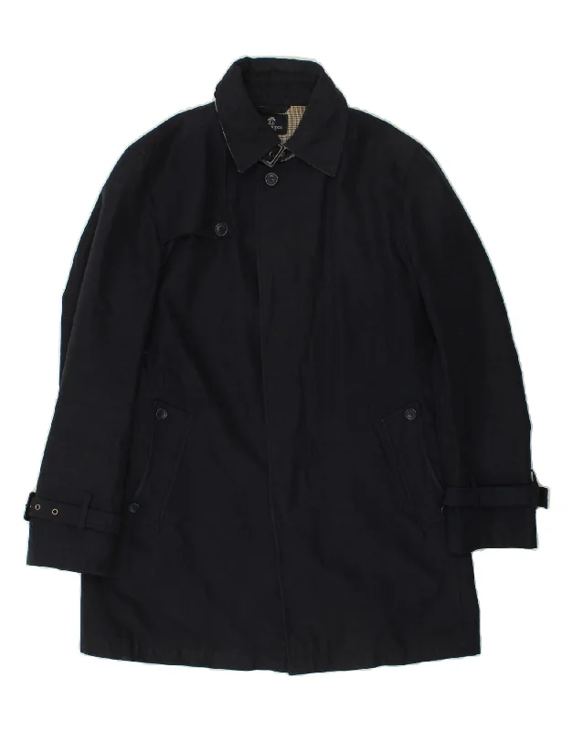 Stylish Looks GUTTERIDGE Mens Overcoat IT 50 Large Navy Blue Polyester