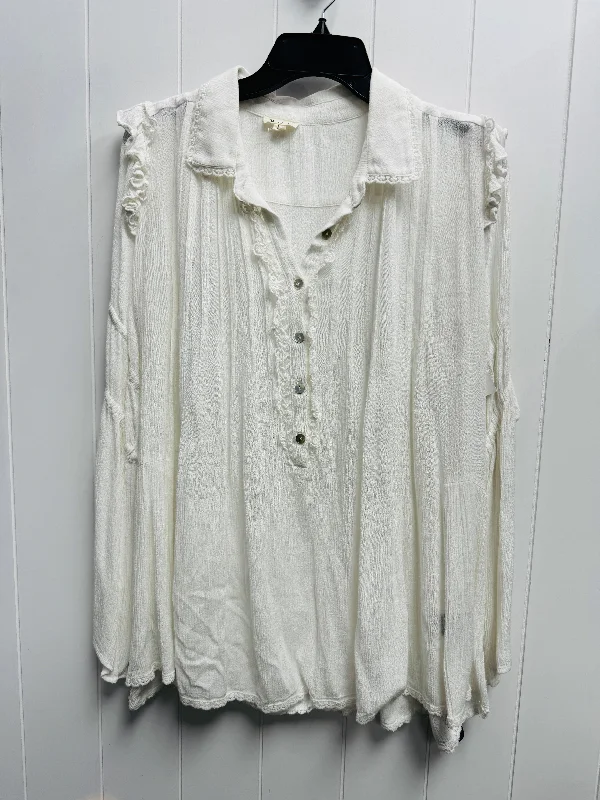 Premium Comfort Top Long Sleeve By Pol In White, Size: L