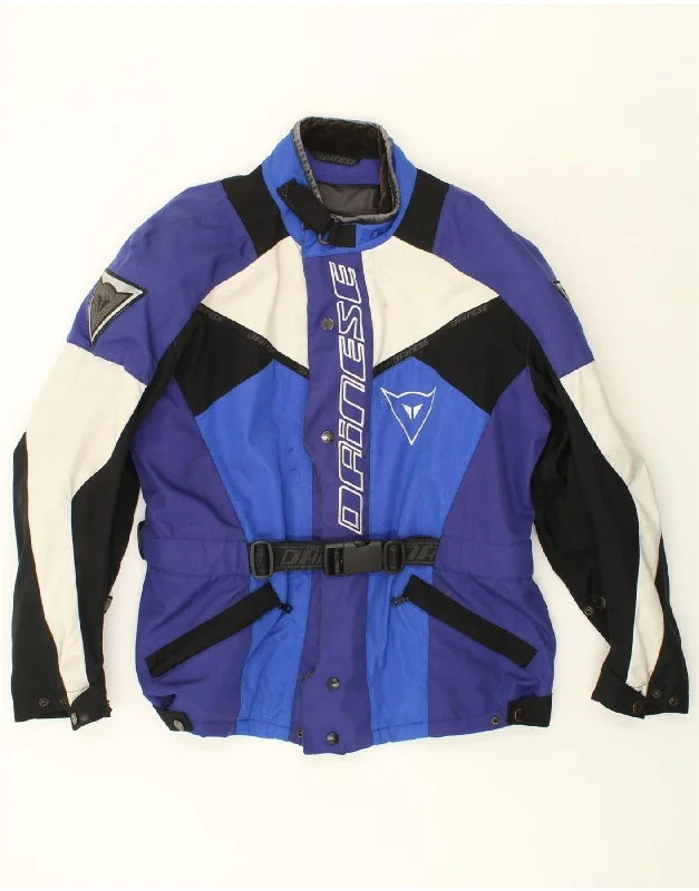 Effortless Style DAINESE Mens Graphic Racer Jacket IT 56 3XL Blue Colourblock