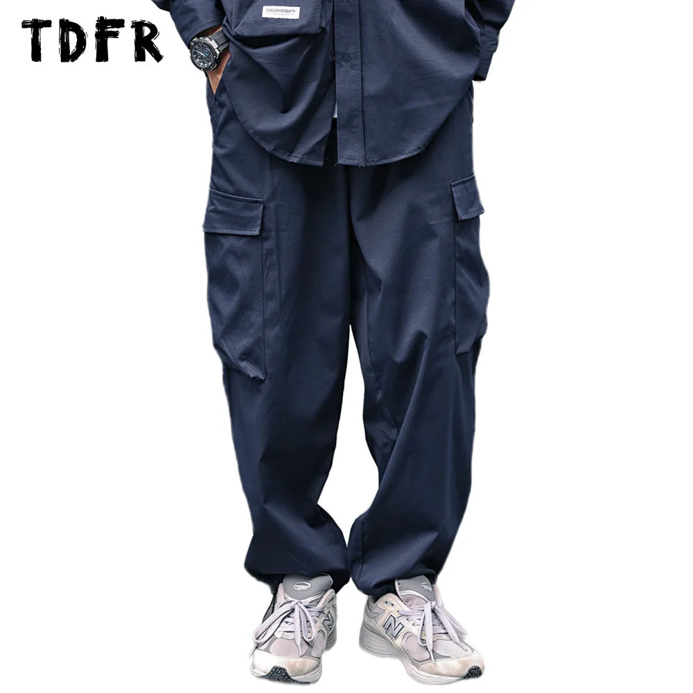 Laid-Back Wear Pocket Cargo Pants with Belt - Safari Style - Solid Color - Casual Loose Wide Leg Trousers Laid-Back Wear Pocket Cargo Pants with Belt - Safari Style - Solid Color - Casual Loose Wide Leg Trousers