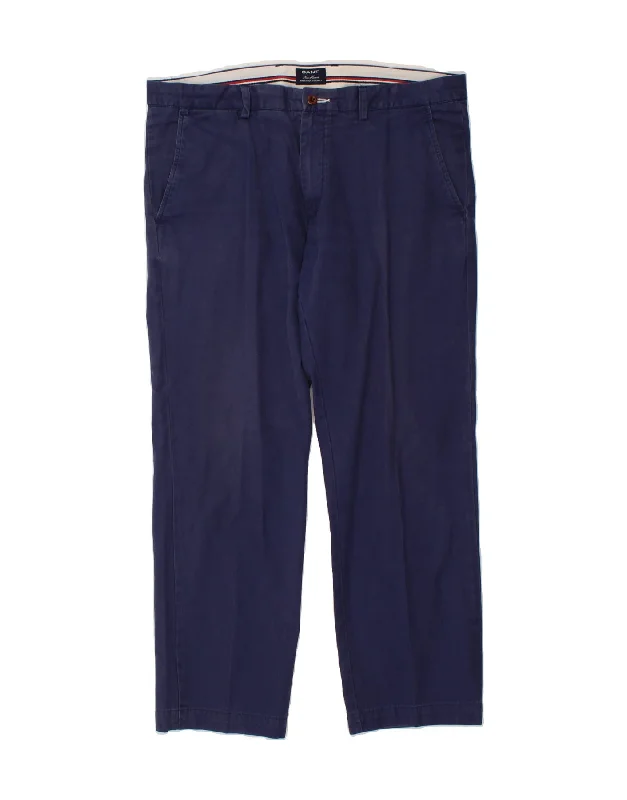 GANT Mens New Haven Regular Fit Straight Chino Trousers W38 L32 Navy Blue