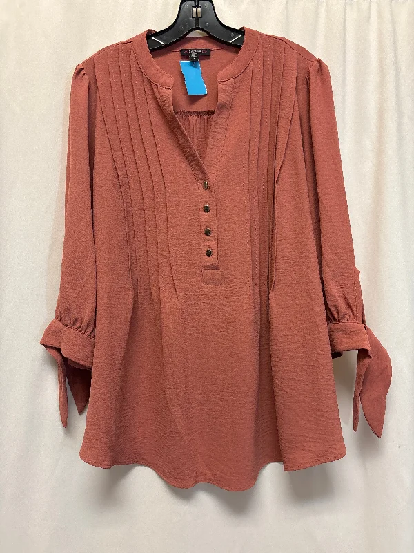 Comfy Apparel Top Long Sleeve By Cocomo In Mauve, Size: 1x