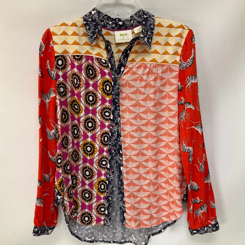 Sporty Styles Top Long Sleeve By Maeve In Multi-colored, Size: Xs